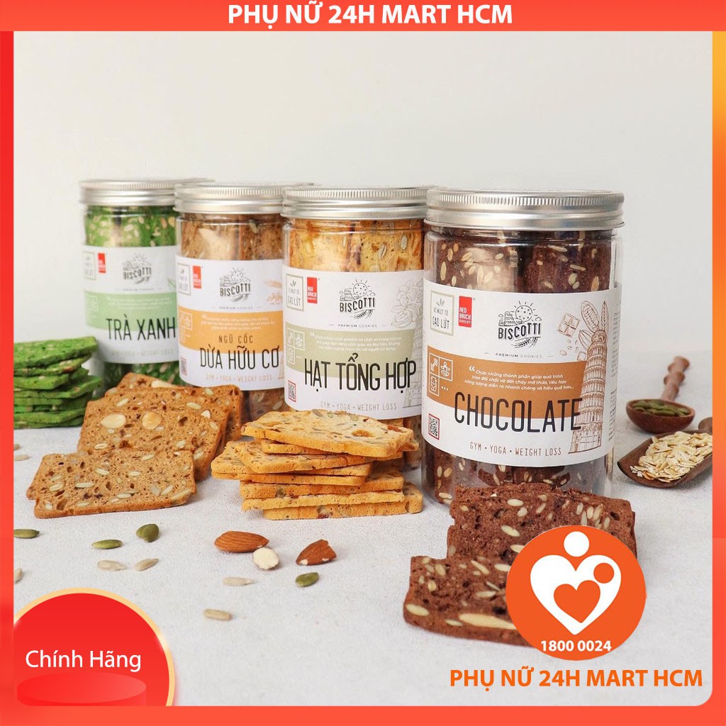 Bánh BISCOTTI Gạch Đỏ 250g - Bánh Ăn Kiêng, Giảm Cân, Dành Cho Người Tiểu Đường