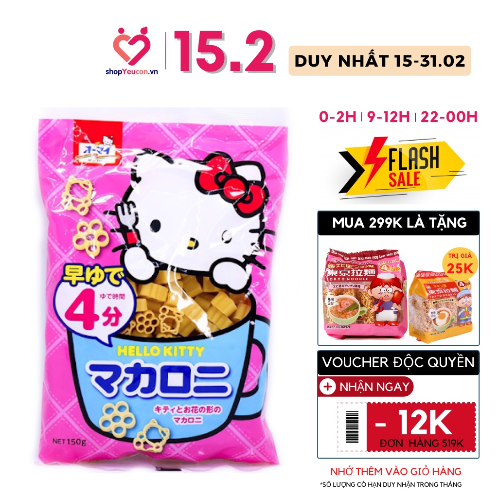 Mì Nui Hình Hello Kitty Nhật Túi 150g Cho Bé Ăn Dặm [HSD T9/2024]