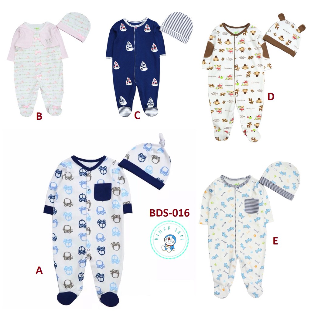 Bodysuit Cotton Loại Liền Chân Kèm Mũ