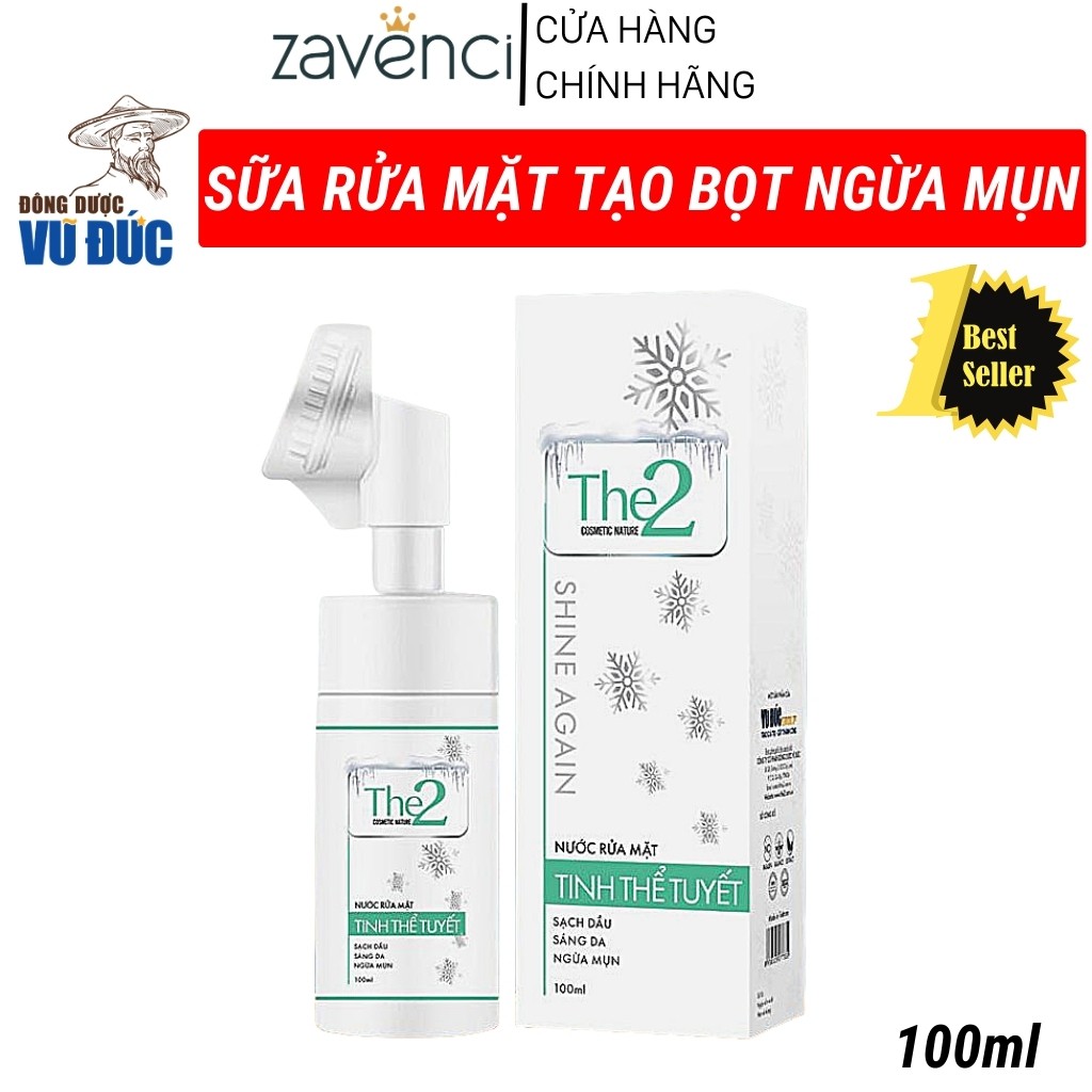Sữa Rửa Mặt RM02 THE2 Nước rửa mặt tinh thể tuyết mát lạnh ngăn ngừa mụn da trắng sáng (100ml)