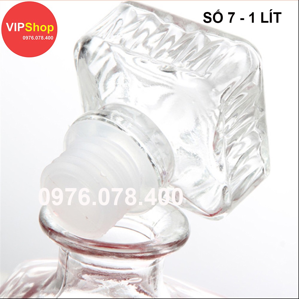 [ VIPShop ] Vỏ Bình Thủy Tinh Đựng Rượu 1 Lít, Bình Ngâm Rượu Hình Vuông Quý Tộc, CTT-07