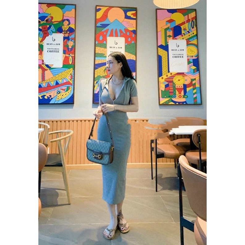 Đầm Body Có Mũ Dáng Dài Qua Gối Thun Tăm Dày dặn