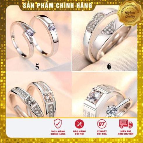 [HOT 2021] Nhẫn đôi Bạc 925 -30% trái tim tình yêu Freesize Zircon nhân tạo Lấp lánh Cao cấp Cổ điển SPR-Q002 Giá 1 cặp