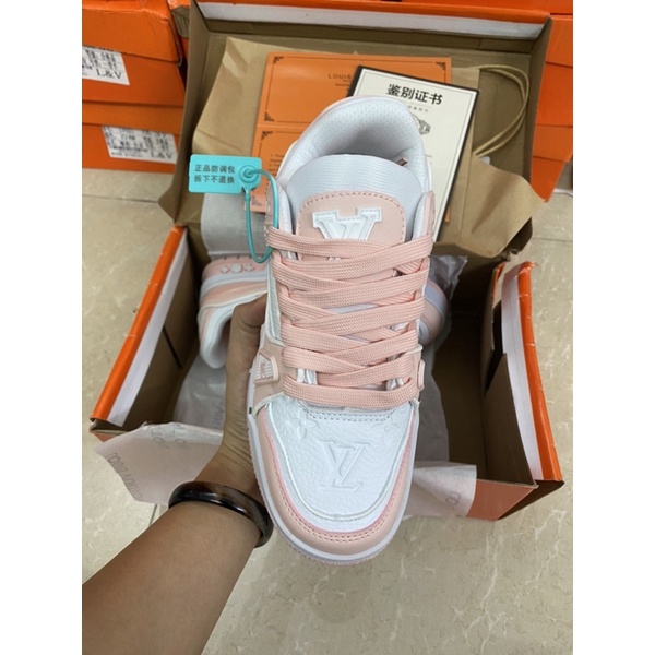 Giày LV Trắng Xanh, Trắng Hồng  m bản cao cấp,Giày thể thao nam nữ giày louis vuitton l❤️