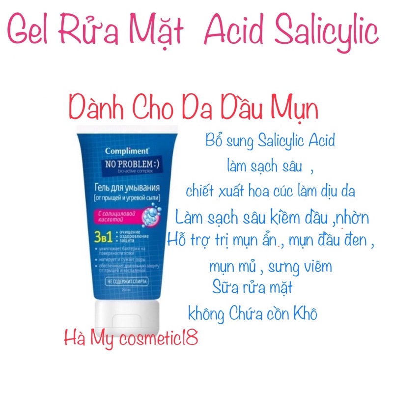 Gel sữa rửa mặt BHA , AHA  & toner BHA ,AHA Compliment 200ml | BigBuy360 - bigbuy360.vn