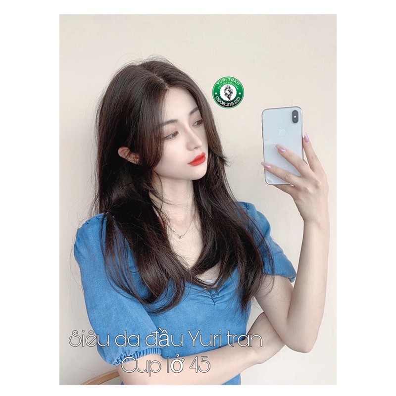 TÓC GIẢ SIÊU DA ĐẦU NGUYÊN ĐẦU FRONT LACE YURI TRAN- DÁNG TÓC CUP NHẸ ĐUÔI ĐEN TỰ NHIÊN