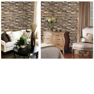 Combo 5 - 10 Mét Decal giấy dán tường gạch đá 3D viên khổ rộng 45cm