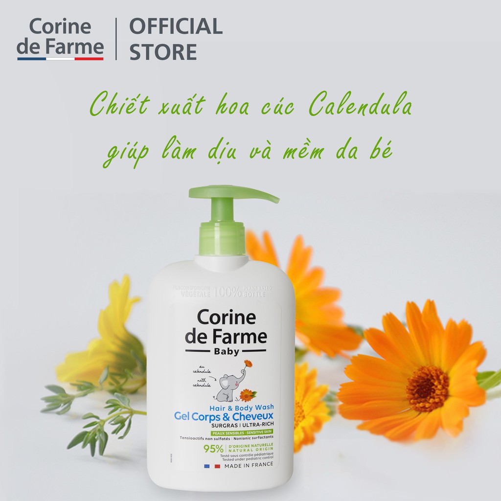Gel tắm gội cho bé Corine De Farme Hair & Body Wash Gel Corps & Cheveux