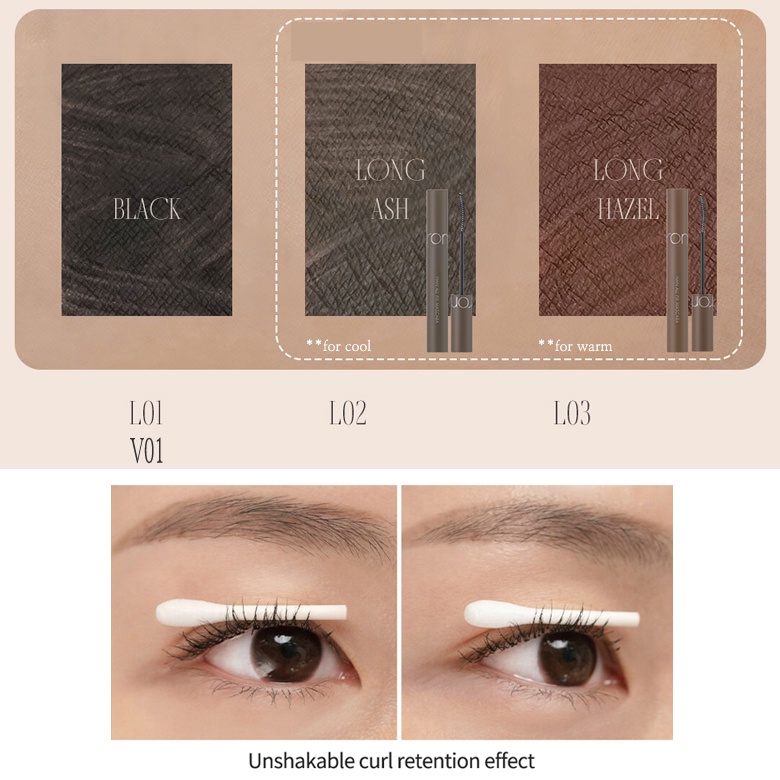 Chuốt mi siêu dài và cong mi tự nhiên, chống trôi hiệu quả Romand Han All Fix Mascara - Han All Line 7g - NiNiShop