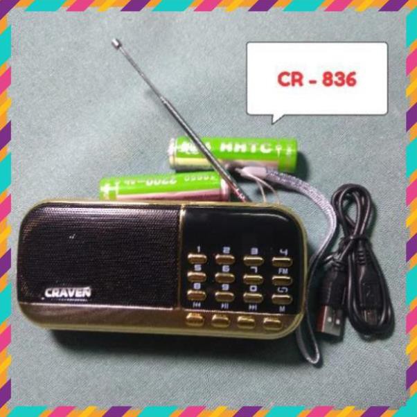 [Giá Rẻ] Loa thẻ nhớ Craven CR 836/836S có 2 khe cắm thẻ nhớ - USB - ĐÀI FM -  phát kinh phật đài FM