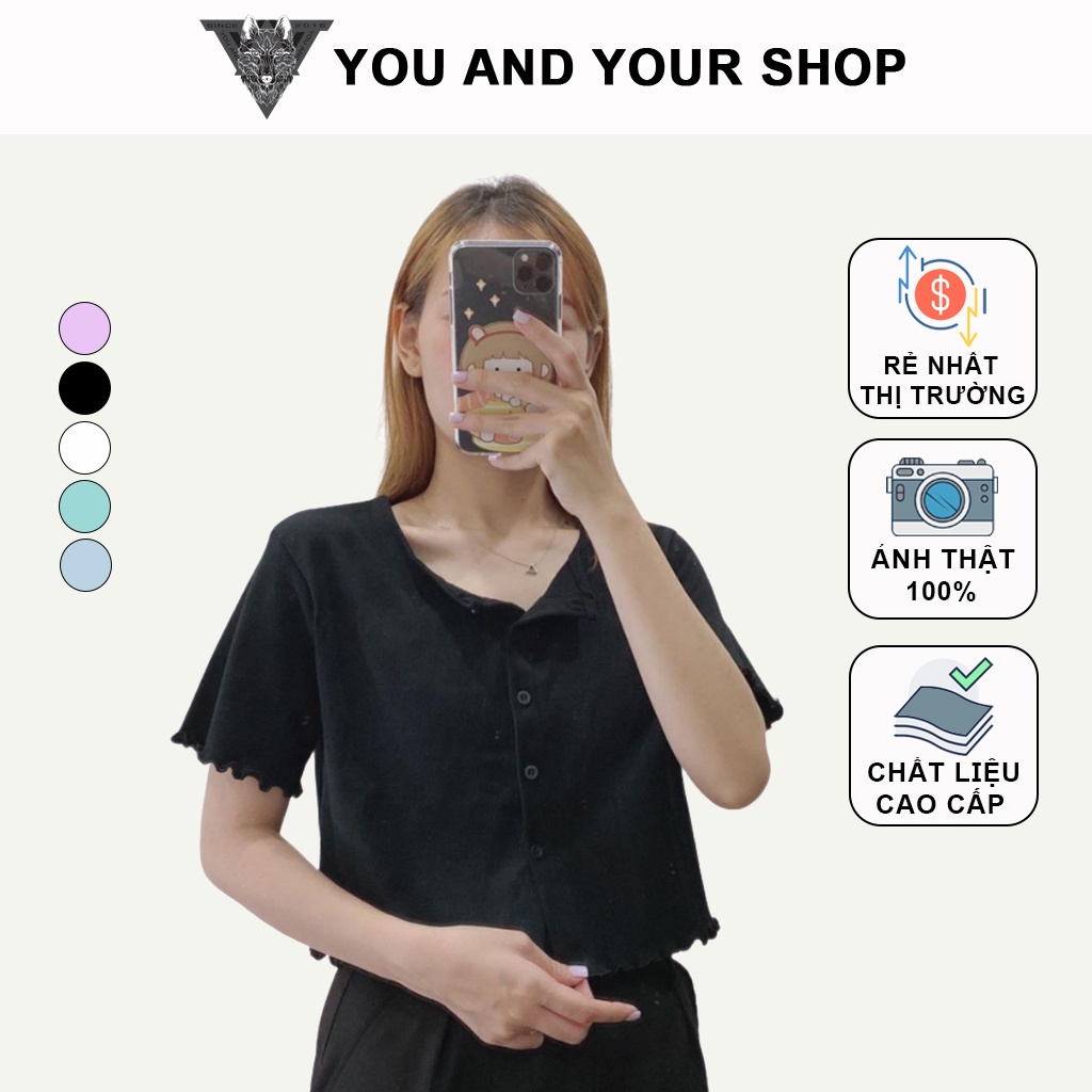 Áo CropTop tay ngắn YAYSHOP phong cách Hàn Quốc chất thun gân mềm Cuốn Biên cực xinh xắn