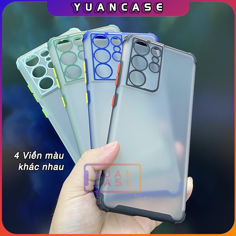 Ốp lưng cho Samsung S21 Ultra - S21 Plus - S21, nhám viền màu 4 góc chống sốc, che toàn bộ camera bảo vệ Ver 2