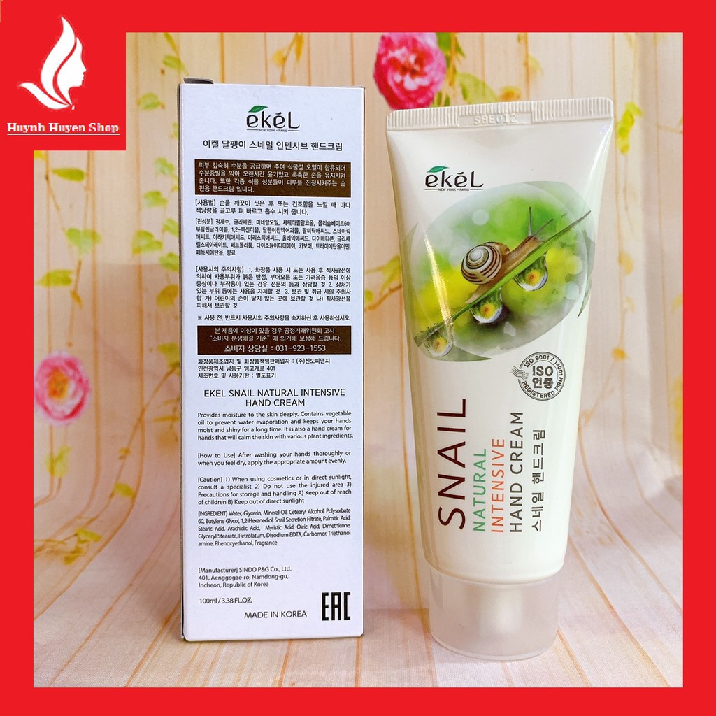 [chuẩn Auth] Gel dưỡng da tay, chân Ekel Snail Natural Intensive Hand Cream cao cấp tuýp 100ml