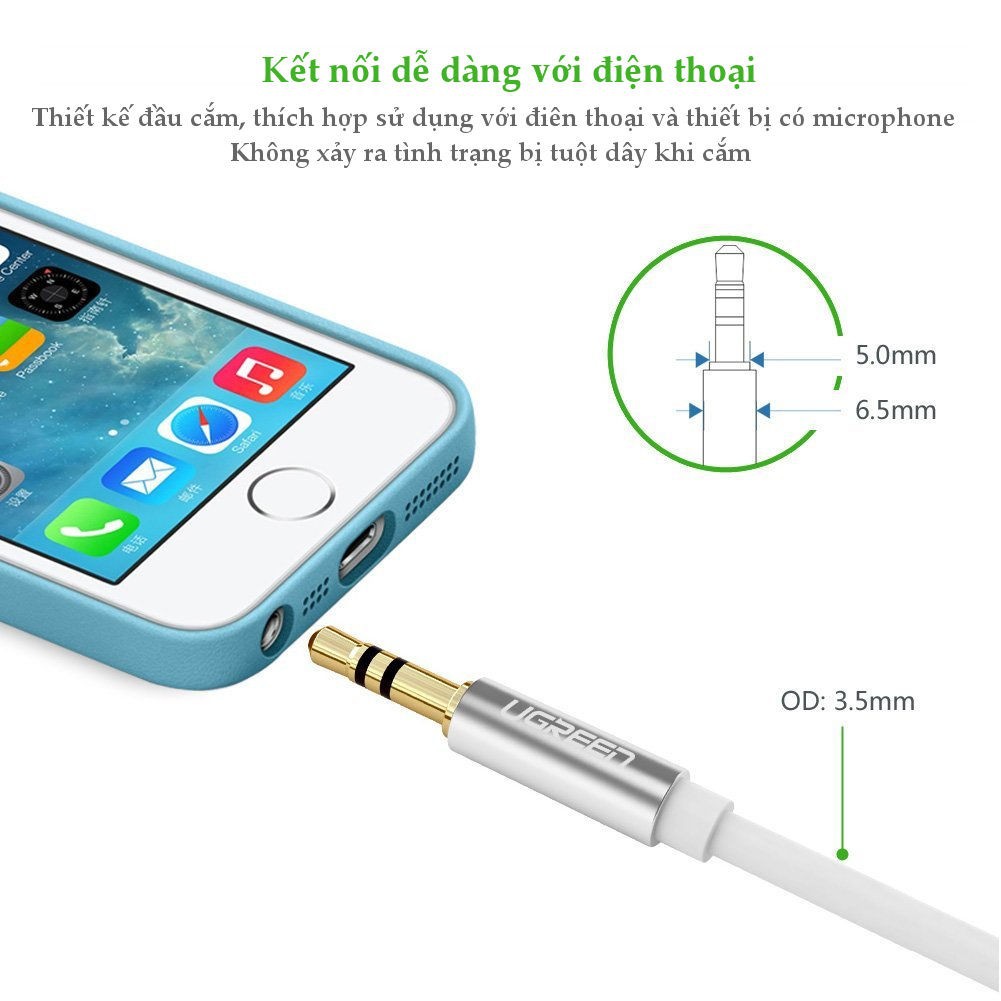 Dây Audio 3.5mm đực chia 2 cổng 3.5mm cái (2 tai nghe) đầu nhôm dài 20cm AV123 - Hàng Chính Hãng