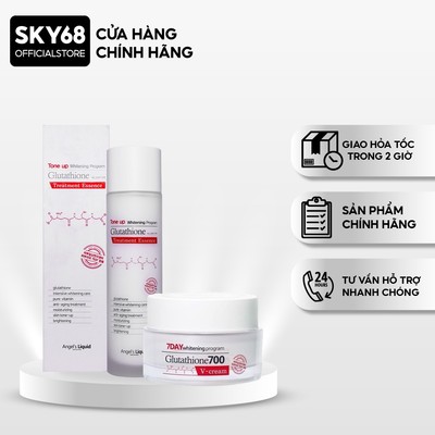 Combo Dưỡng Trắng Da Angel's Liquid 7DAY Whitening Program Glutathione 700V ( Toner & Cream )