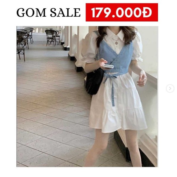 [Mã WAMT1505 giảm 10K đơn 0K] (Có sẵn) SET VÁY BABYDOLL + GILE DENIM | BigBuy360 - bigbuy360.vn