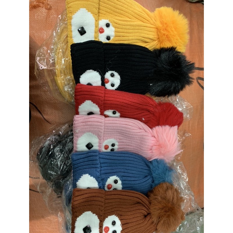 Mũ len quả bông mềm mịn siêu ấm cho bé từ 1- 6 tuổi