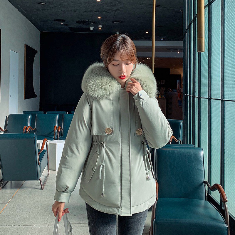 Giao Ngay 🌼Áo Phao Nữ  Parka Nữ Lót Lông  Túi Chéo 2 Cúc Hàng Quảng Châu mới 2021 | BigBuy360 - bigbuy360.vn