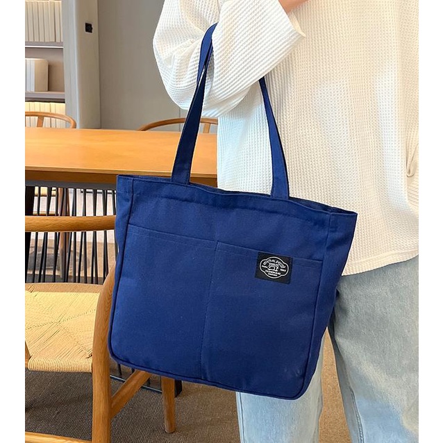 Túi Xách Canvas Màu Sắc Đơn Giản Sức Chứa Lớn Cho Nữ