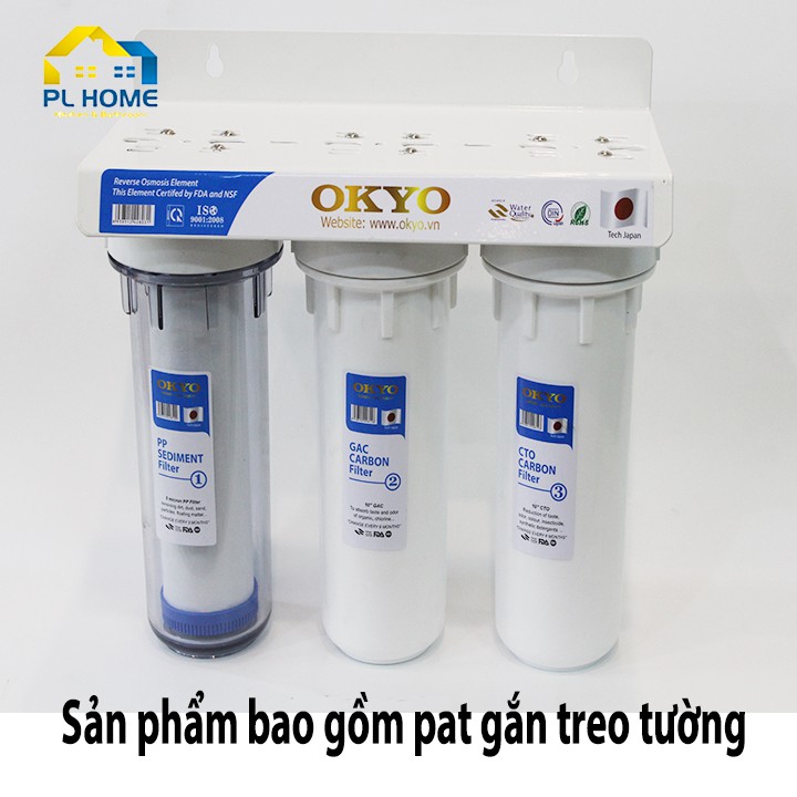 Bộ lọc nước sinh hoạt 3 cấp lọc, lọc thô đầu nguồn công nghệ Nhật Bàn OKYO