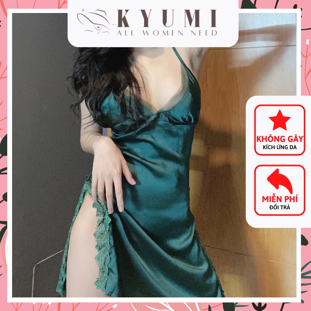 Đồ ngủ sexy ♥FREESHIP♥ đồ ngủ 2 dây siêu gợi cảm KYUMI Official chất liệu lụa satin mềm mịn mát, freesize 40-60kg | BigBuy360 - bigbuy360.vn