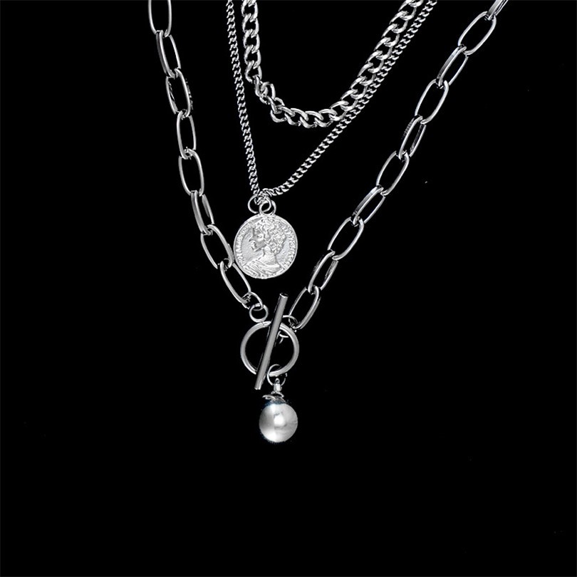 Vòng cổ dài nhiều lớp thun tay ngắn phong cách hip hop Hàn Quốc dành cho nam và nữ