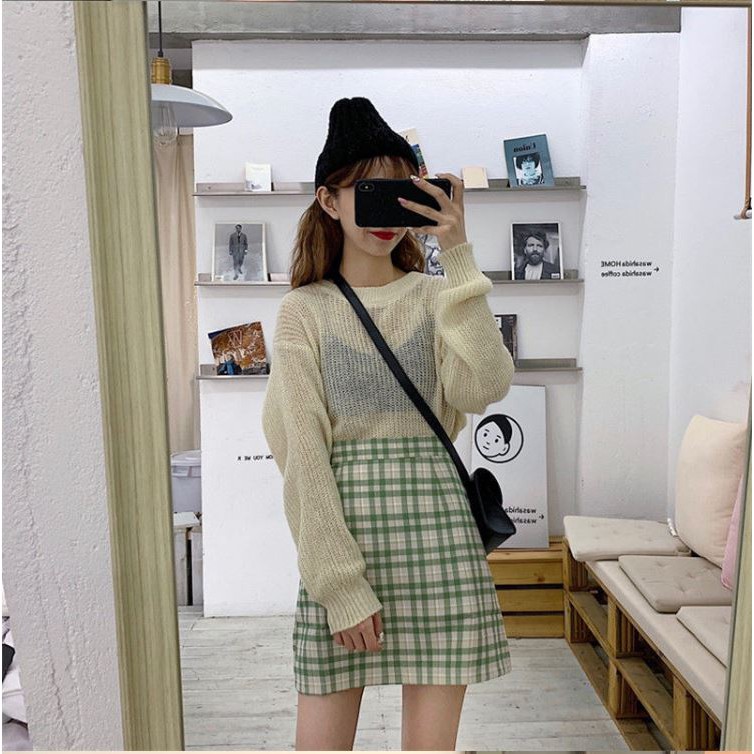 [SALE CHÀO HÈ] Chân váy ngắn nữ họa tiết kẻ ô cạp cao phong cách retro | BigBuy360 - bigbuy360.vn