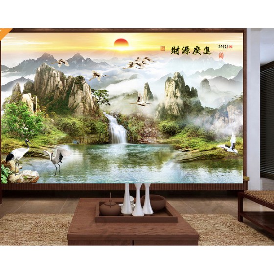 Tranh dán tường Tranh phong cảnh núi non hùng vĩ, tranh dán tường 3d hiện  đại (tích hợp sẵn keo) MS1116974 | Shopee Việt Nam