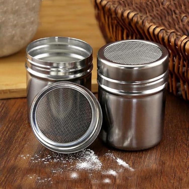 Lọ rắc bột cacao matcha bằng inox có nắp chắc chắn tiện lợi