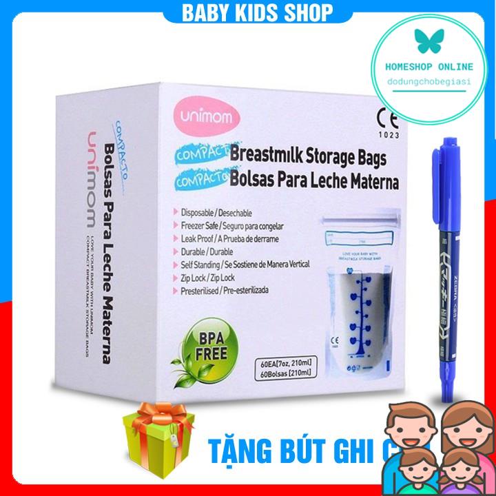 Hộp 30Túi trữ sữa Unimom Hàn Quốc 210ml không có BPA