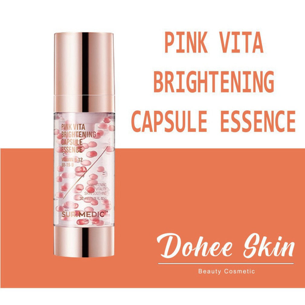 Tinh chất làm sáng da, cân bằng độ ẩm và chống lão hóa Sur Medic Pink Vita Brightening Capsule Essence 32ml