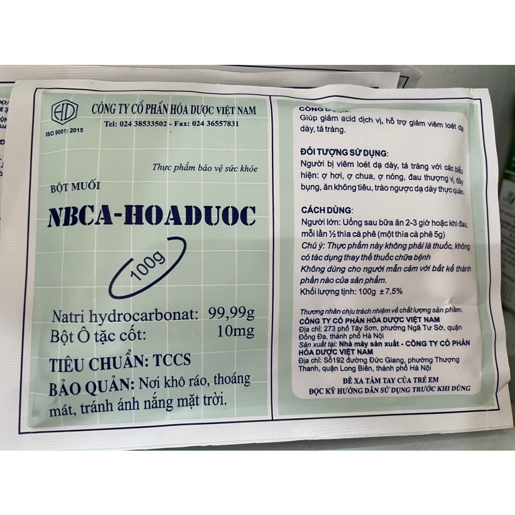 Bột muối NBCA - HOADUOC GÓI 100G giảm đau dạ dày do dư acid, giảm ợ hơi ợ chua, đầy bụng