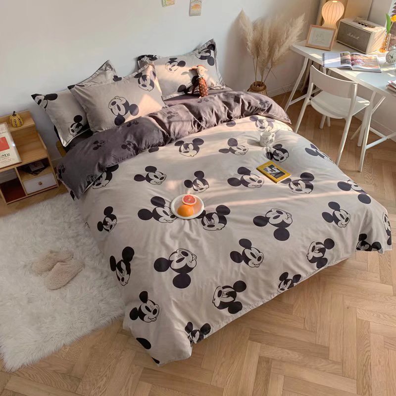 Bộ chăn ga gối Cotton Poly M2T bedding chăn ga Hàn Quốc chuột Mickey BẠC đủ size miễn phí bo chun | BigBuy360 - bigbuy360.vn