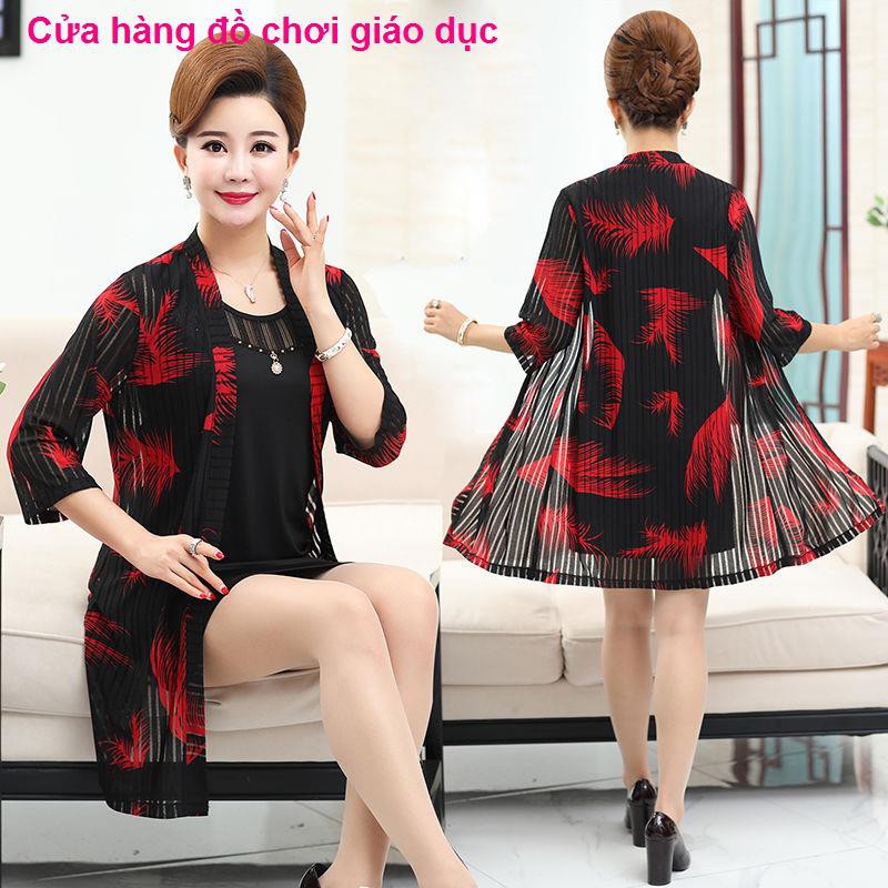 SHOP XINH Váy đầm mùa hè Khăn choàng Hai mảnh 40 tuổi 50 trung niên Bộ ren nữ dành cho