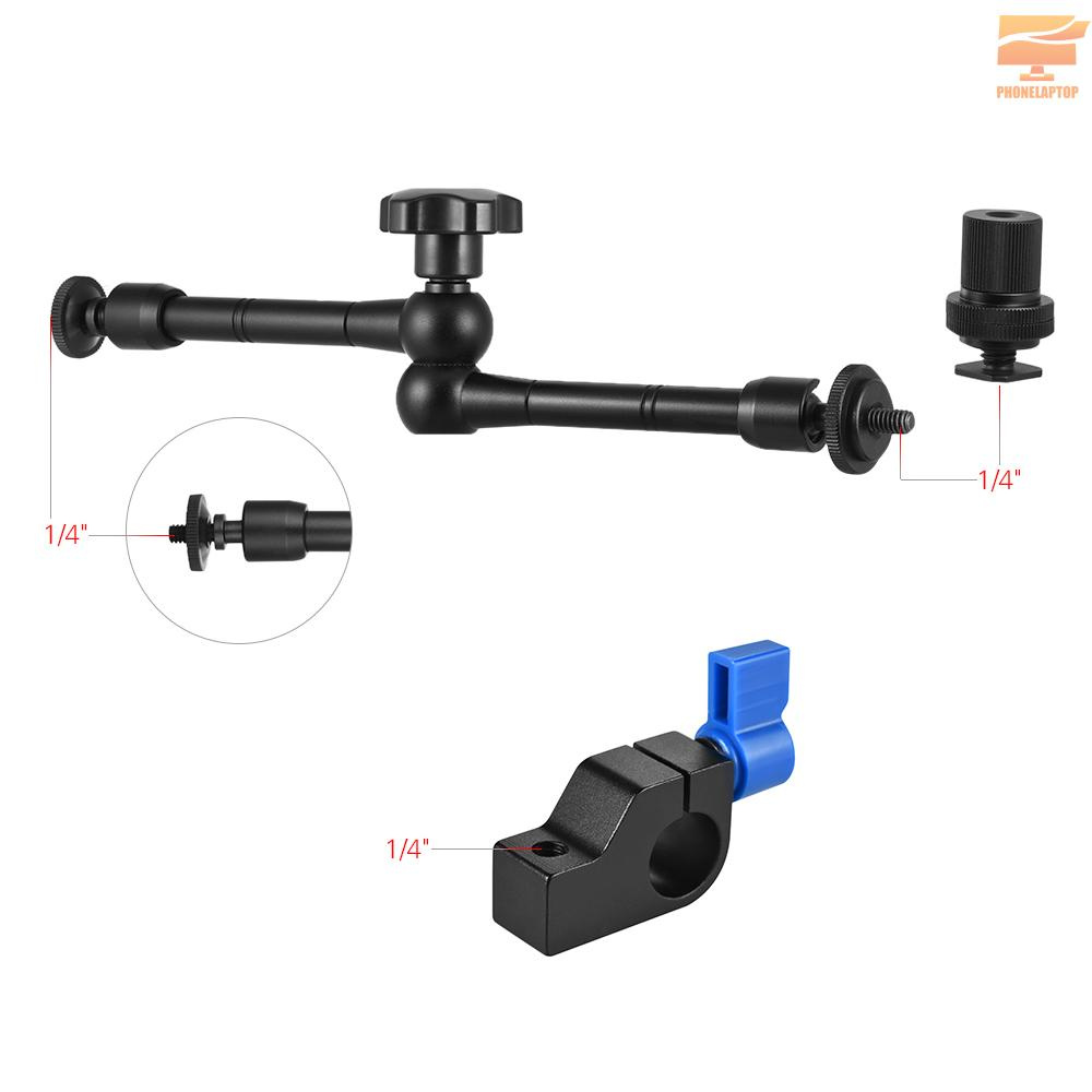 Lapt Adjustable Articulating Friction Arm with 15mm Rod Clamp Mount for Field Monitor LED Light Flash Microphone Camera Cage Rig