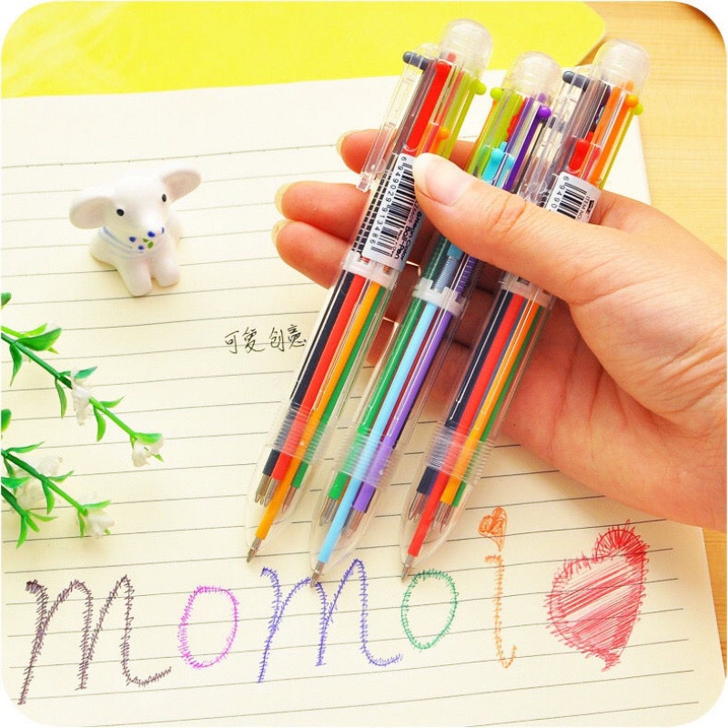 Bút bi nhiều màu - 6 nàu - cute - ngòi 0,7mm - Bút bi cute học sinh , sinh viên - MIYABI STORE