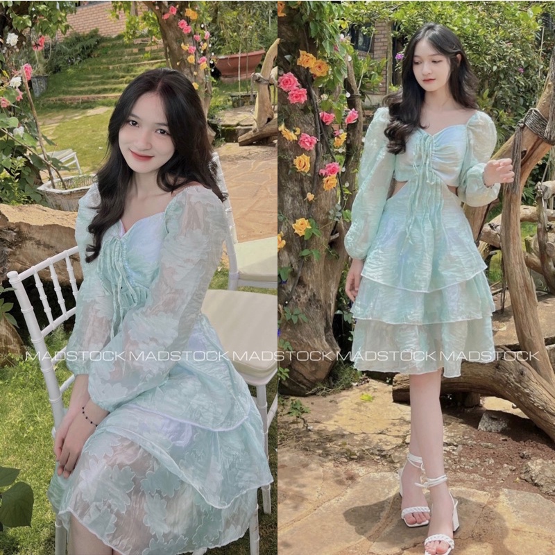 ĐẦM-VÁY TRẮNG HỞ LƯNG *SWAN* VẢI GẤM QUAI CỔ  VÁY THIÊN NGA CÔNG CHÚA