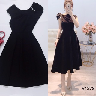 Váy suông đen V1279 - DVC thời trang thiết kế cao cấp (kèm ảnh sàn shop tự chụp)
