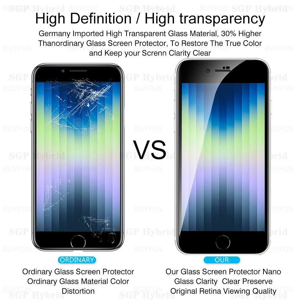 2pcs Full Coverage Screen Glass For iphone SE 2022 Tempered Protective Glass Aphone Aifon SE2022 SE3 3SE S E 2022 Protector Film