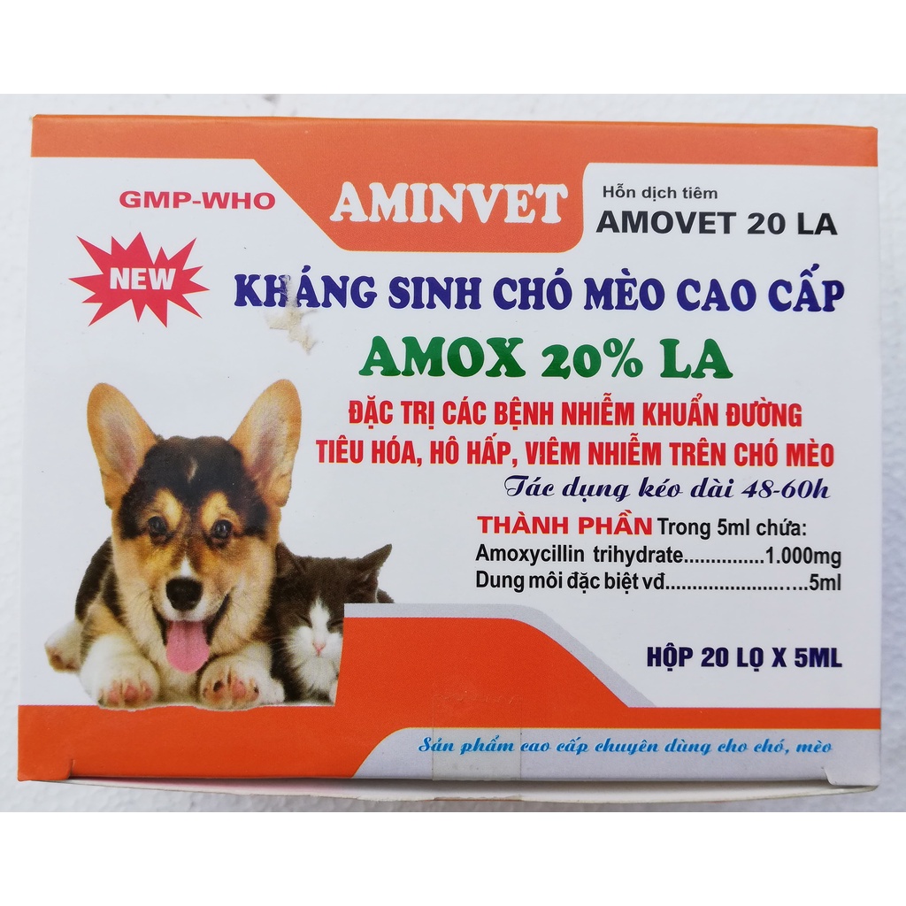 1 lọ AMOVET 20 LA 5ml Sản phẩm cao cấp dùng tốt cho chó, mèo