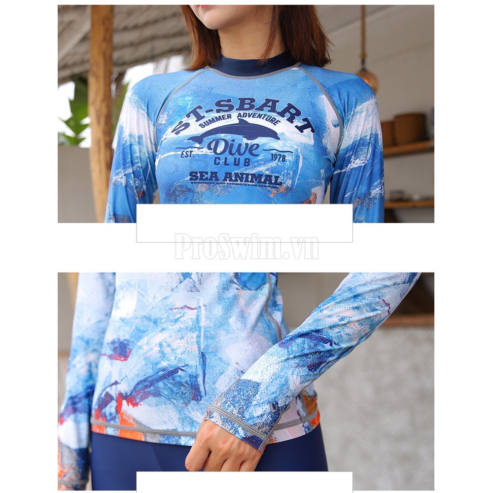 Áo Bơi Dài Tay Nữ Sbart D163 Xanh | BigBuy360 - bigbuy360.vn