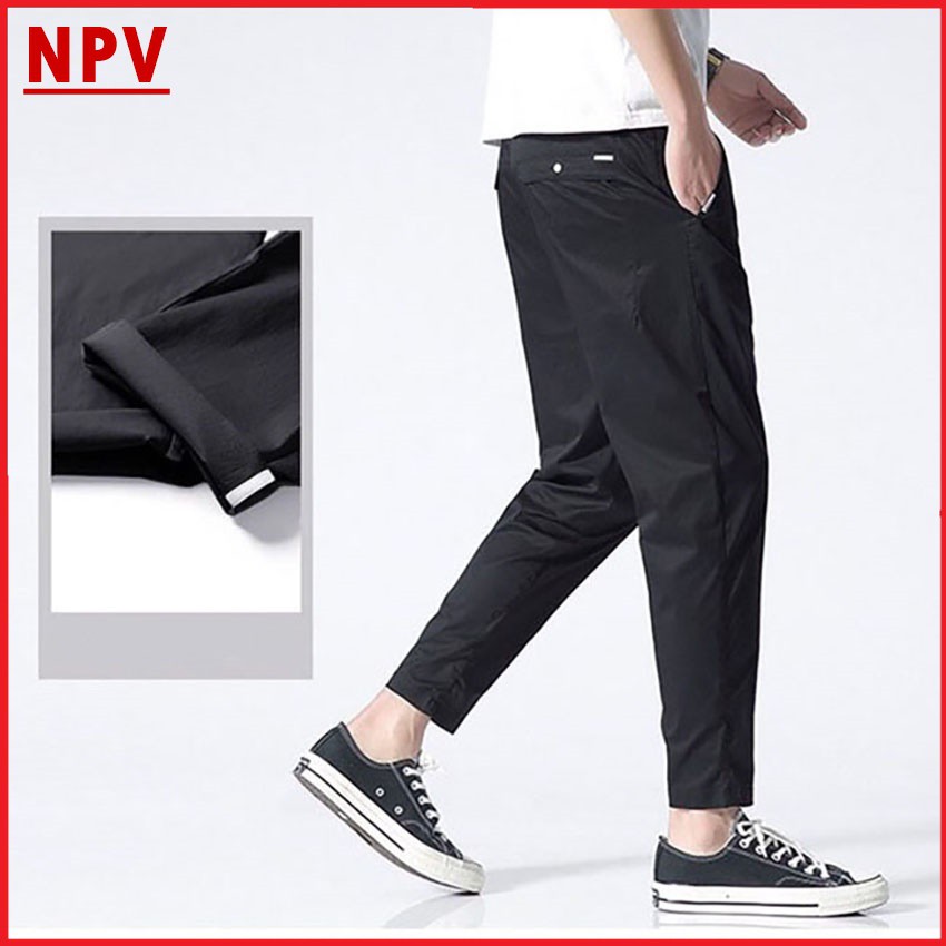 Quần đũi dài nam NPV ống côn cạp chun dây rút - Quần tây nam dáng xuông trẻ trung chất đũi thoáng khí | BigBuy360 - bigbuy360.vn