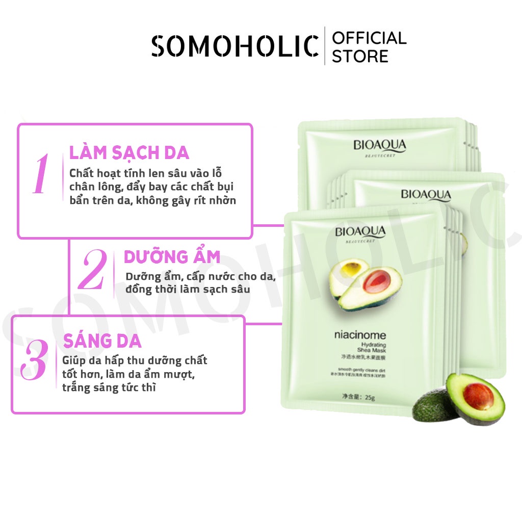 Mặt nạ bơ Bioaqua dưỡng da nội địa trung cấp ẩm trắng da Somoholic MSK13