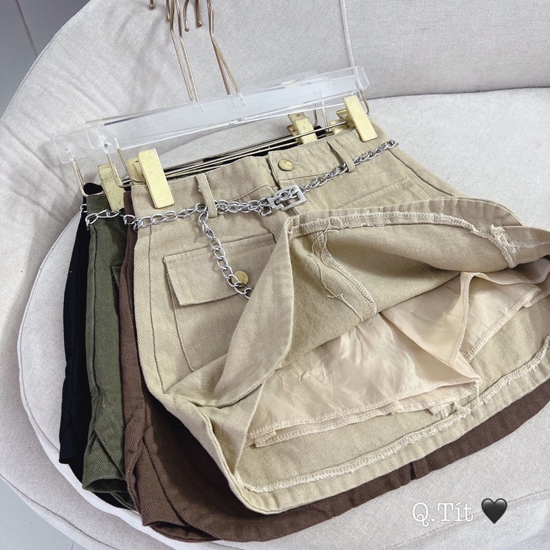 Chân váy JEAN túi hộp + tặng kèm đai xích hàng qC loại 1 - hàng có sẵn