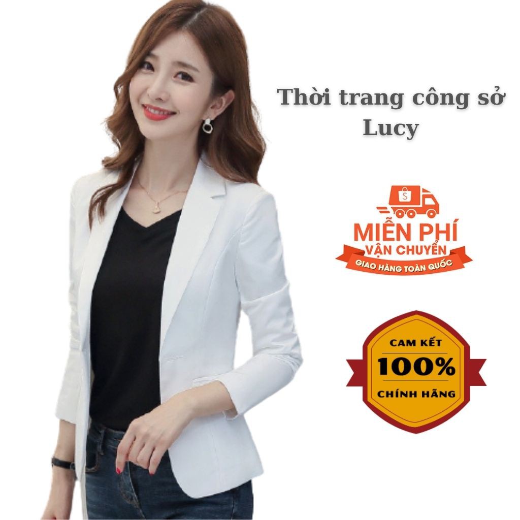 Áo vest nữ hai lớp. Áo vest công sở dáng ngắn dài tay chất vải Mango Hàn mềm mịn