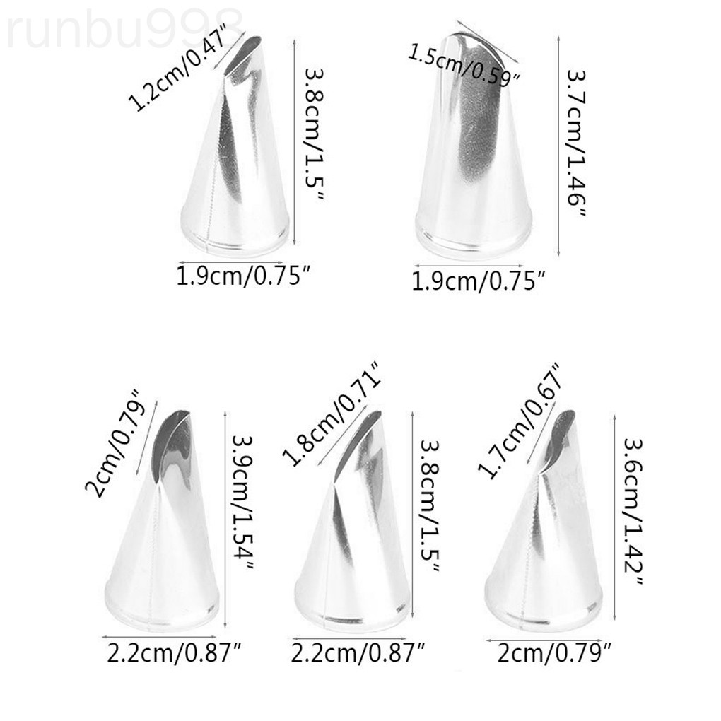 Set 5 Đuôi Bắt Bông Kem Tạo Hình Hoa Hồng Bằng Thép Không Gỉ