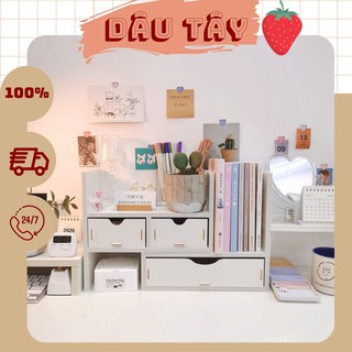 [ORDER] Kệ sách để bàn có ngăn kéo (3 ảnh thật ở cuối) (ib shop để có video lắp ráp)