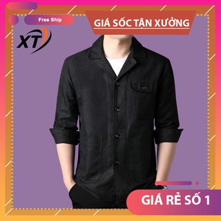 Áo khoác nam mỏng Bộ đồ vải lanh đơn giản hợp thời tiết mát mẻ dạo phố mã- T9