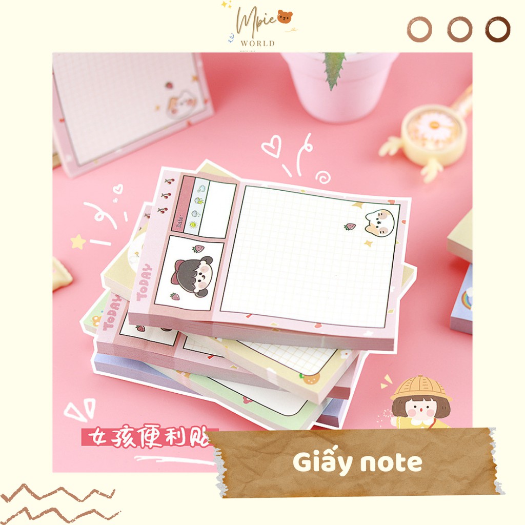 Set 80 tờ giấy note cô gái dễ thương