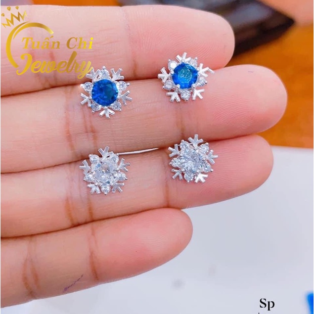 SẴN GIAO NGAY Bông Tai Nữ- Khuyên Tai Bạc Hình Bông Tuyết Đính Đá Xinh